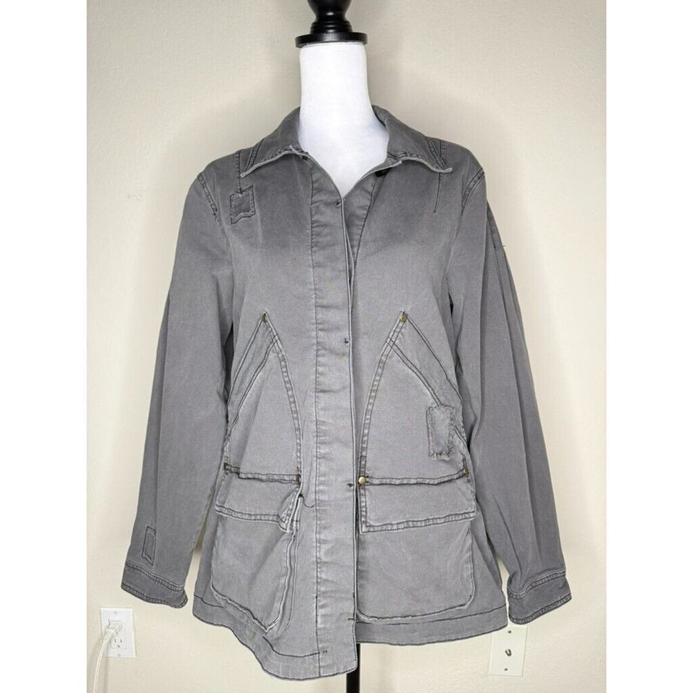 Y2K Anthropologie Unisex Jacket Utility Outdoors Button Denim Oversize Boho Med - Picture 2 of 16